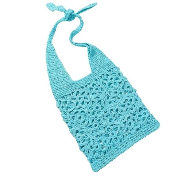 Urban Outfitters Monaco Teal Raffia Hobo Bag - Picture 1 of 8
